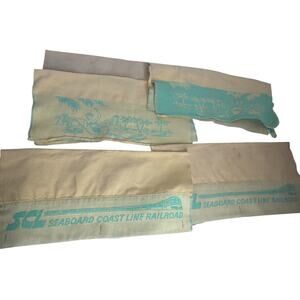 Vintage Seaboard Coastal Railroad Reversible Seatback Headrest Covers Set of 5